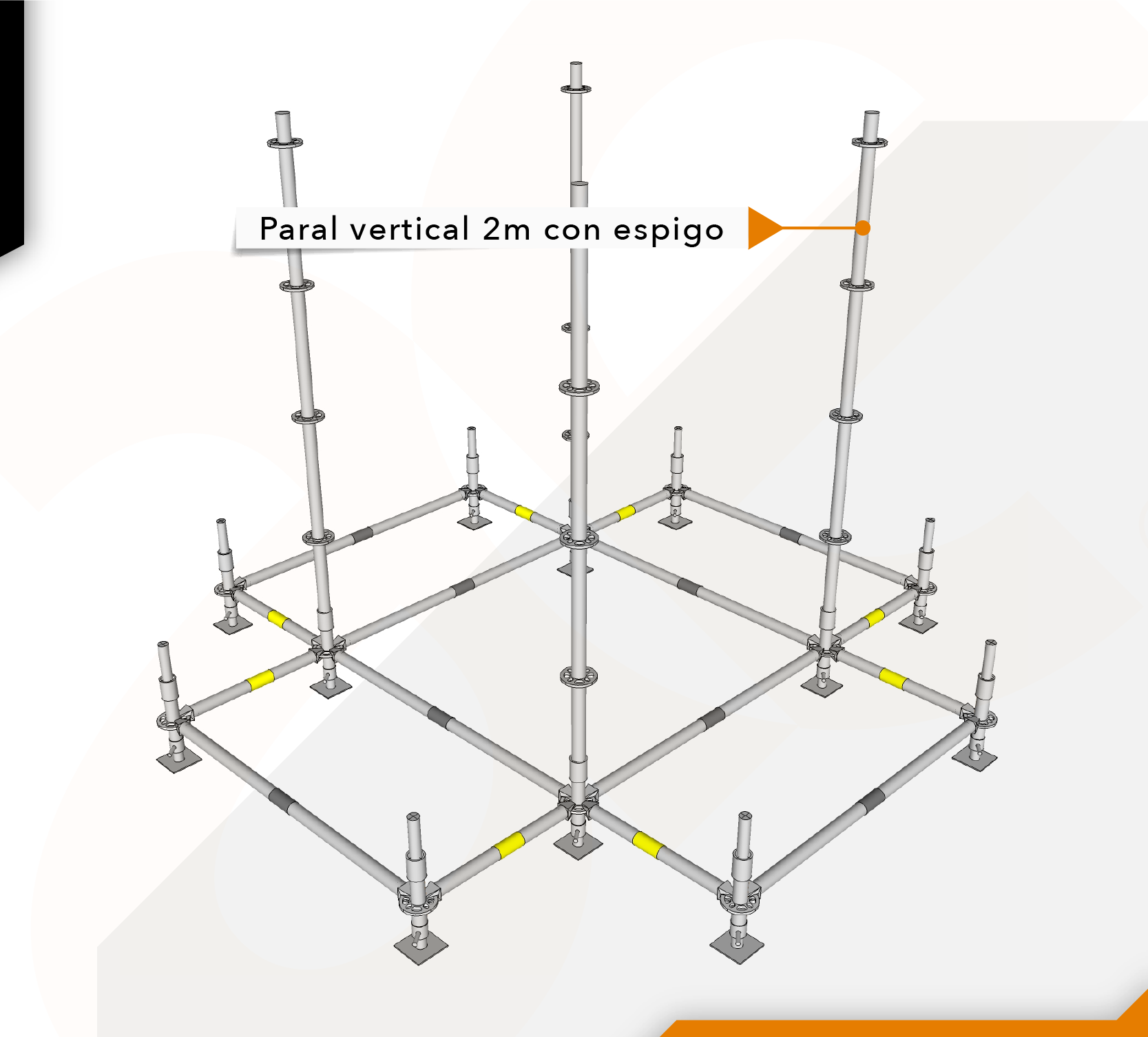 Instalación de los verticales en un andamio multidireccional